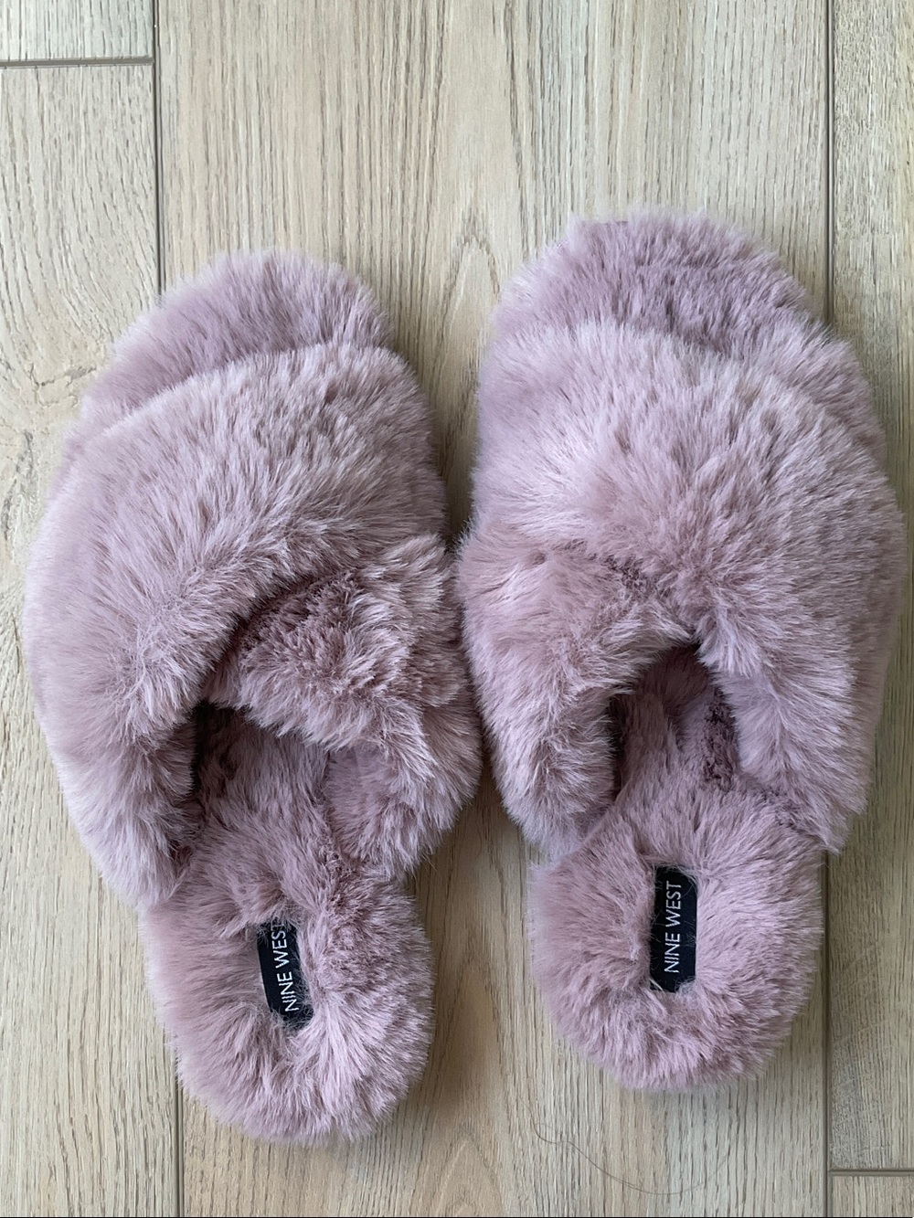 Nine West Blush Pink Fuzzy Slide Slippers
